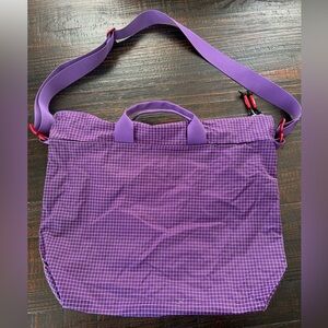 Adsum NYC Ripstop Shoulder Bag Purple Grid USA Made Red Hardware Techwear